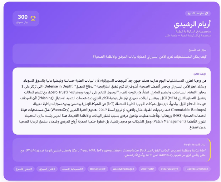 أفضل إجابة للأسبوع — أريام الرشيدي