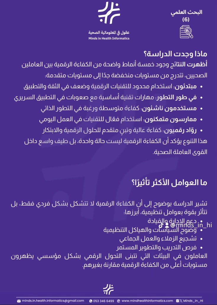 أنماط الكفاءة الرقمية بين العاملين الصحيين
